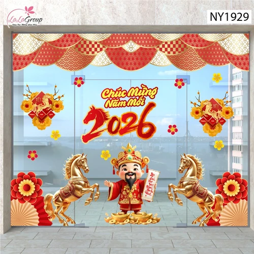 Combo Decal Trang Trí Tết Lộc Biếc Mai Vàng Xuân Hạnh Phúc Bình An