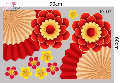 Combo Decal Trang Trí Tết Lộc Biếc Mai Vàng Xuân Hạnh Phúc Bình An