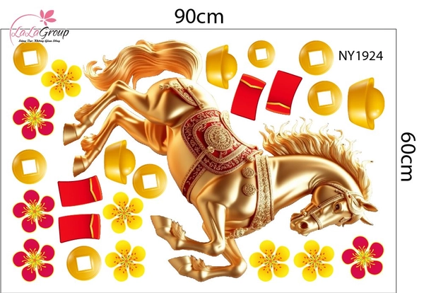 Combo Decal Trang Trí Tết Lộc Biếc Mai Vàng Xuân Hạnh Phúc Bình An