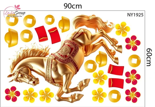 Combo Decal Trang Trí Tết Lộc Biếc Mai Vàng Xuân Hạnh Phúc Bình An