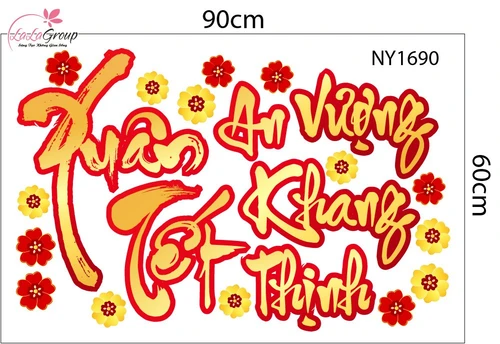 Combo Decal Trang Trí Tết Xuân An Khang Tết Thịnh Vượng