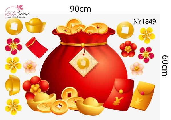Combo Decal Trang Trí Tết Xuân An Khang Tết Thịnh Vượng