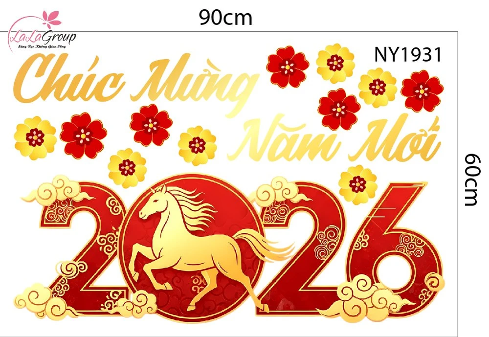 Combo Decal Trang Trí Tết Xuân An Khang Tết Thịnh Vượng