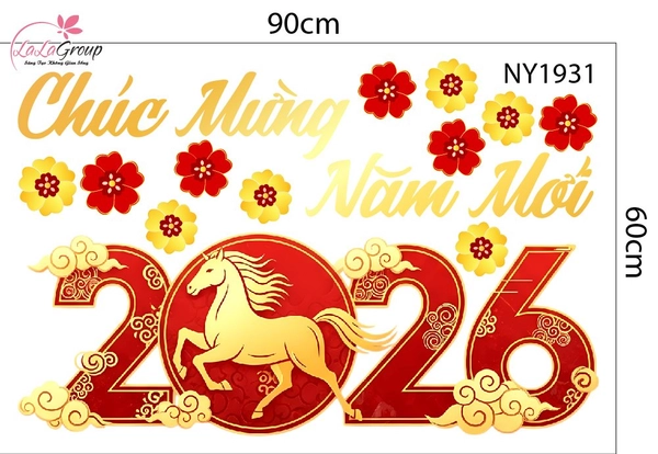Combo Decal Trang Trí Tết Xuân An Khang Tết Thịnh Vượng