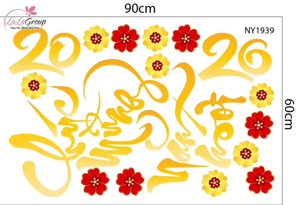 Combo Decal Trang Trí Tết Thần Tài Đón Xuân Vạn Sự Như Ý