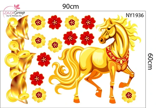 Combo Decal Trang Trí Tết Thần Tài Đón Xuân Vạn Sự Như Ý