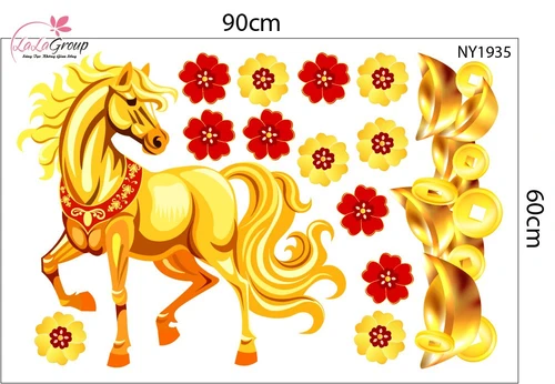 Combo Decal Trang Trí Tết Thần Tài Đón Xuân Vạn Sự Như Ý