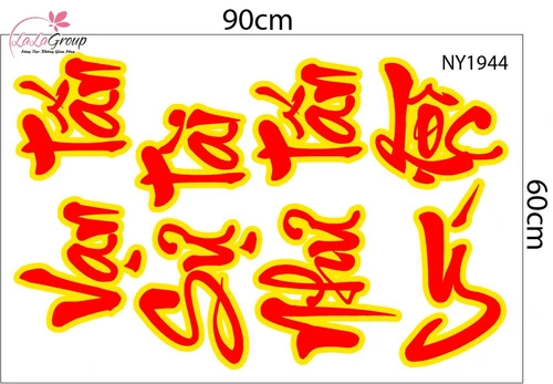Combo Decal Trang Trí Tết Xuân Bính Ngọ Vạn Sự Như Ý Tấn Tài Tấn Lộc