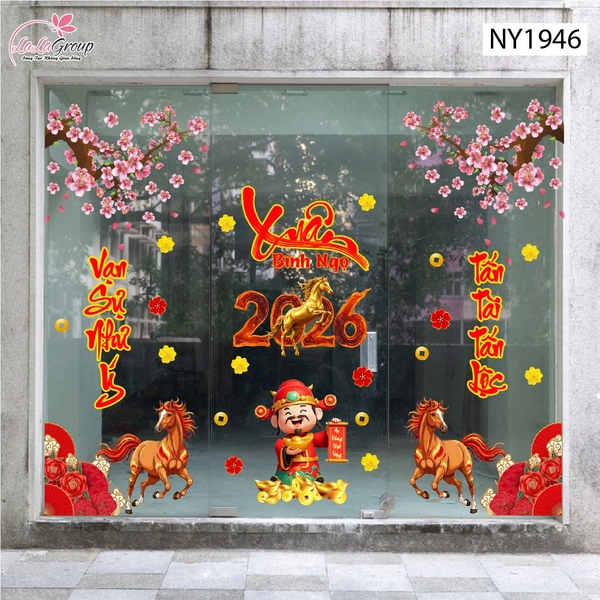 Combo Decal Trang Trí Tết Xuân Bính Ngọ Vạn Sự Như Ý Tấn Tài Tấn Lộc