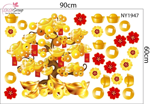 Combo Decal Trang Trí Tết Xuân Bình Ngọ Thần Tài Phát Lộc