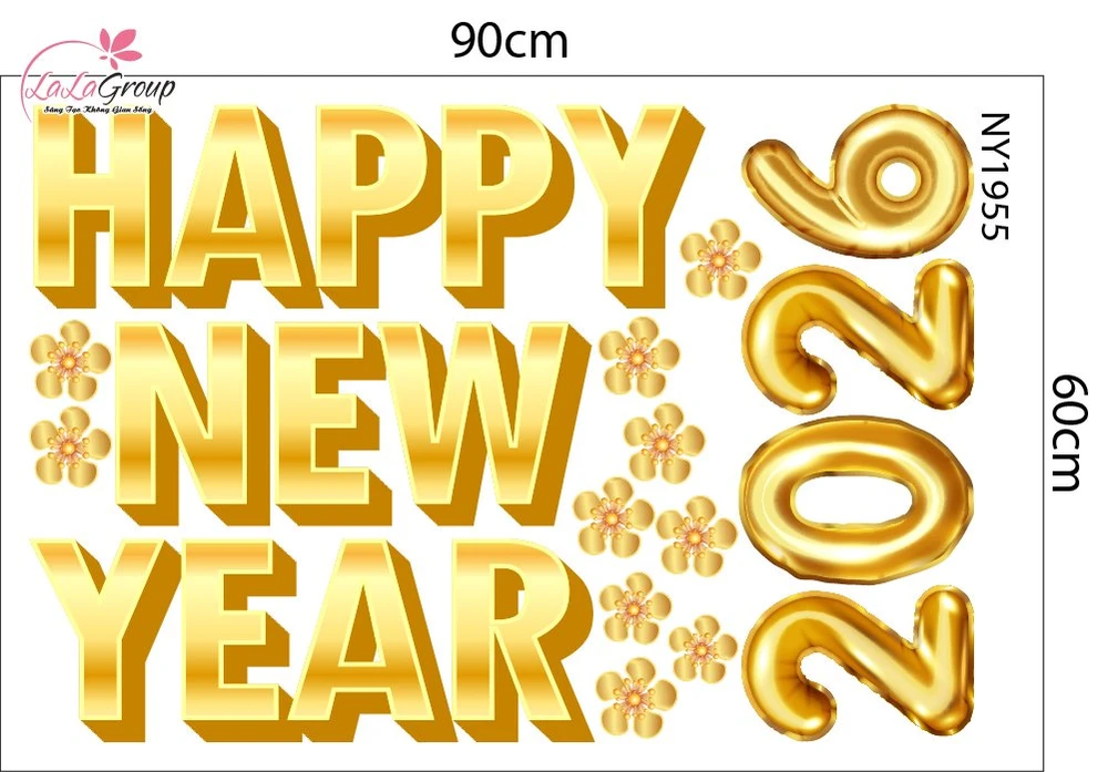 Combo Decal Trang Trí Tết Happy New Year 2026