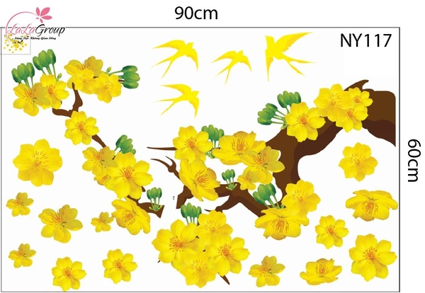 Combo Decal Trang Trí Tết Happy New Year 2026