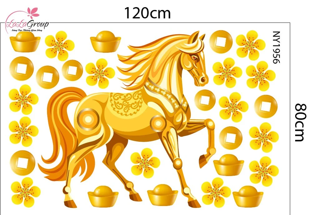 Combo Decal Trang Trí Tết Happy New Year 2026