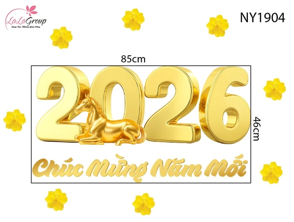 Decal Trang Trí Tết Bính Ngọ 2026 Chúc Mừng Năm Mới Phát Tài Phát Lộc