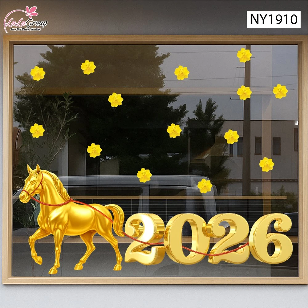 Decal Trang Trí Tết Bính Ngọ Rước Lộc 2026