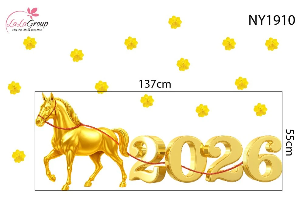 Decal Trang Trí Tết Bính Ngọ Rước Lộc 2026