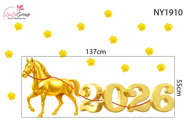 Combo Decal Trang Trí Tết Bính Ngọ Rước Lộc 2026