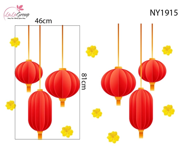 Decal Trang Trí Tết Lồng Đèn Rước Lộc