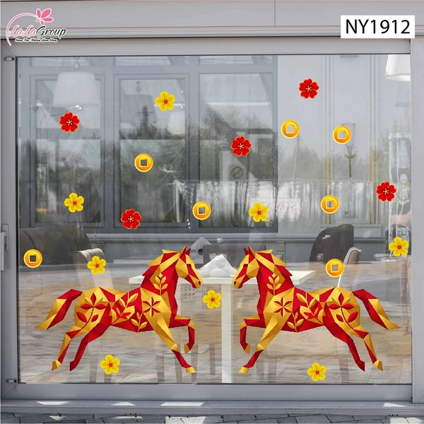 Decal Trang Trí Tết Song Mã Cát Tường