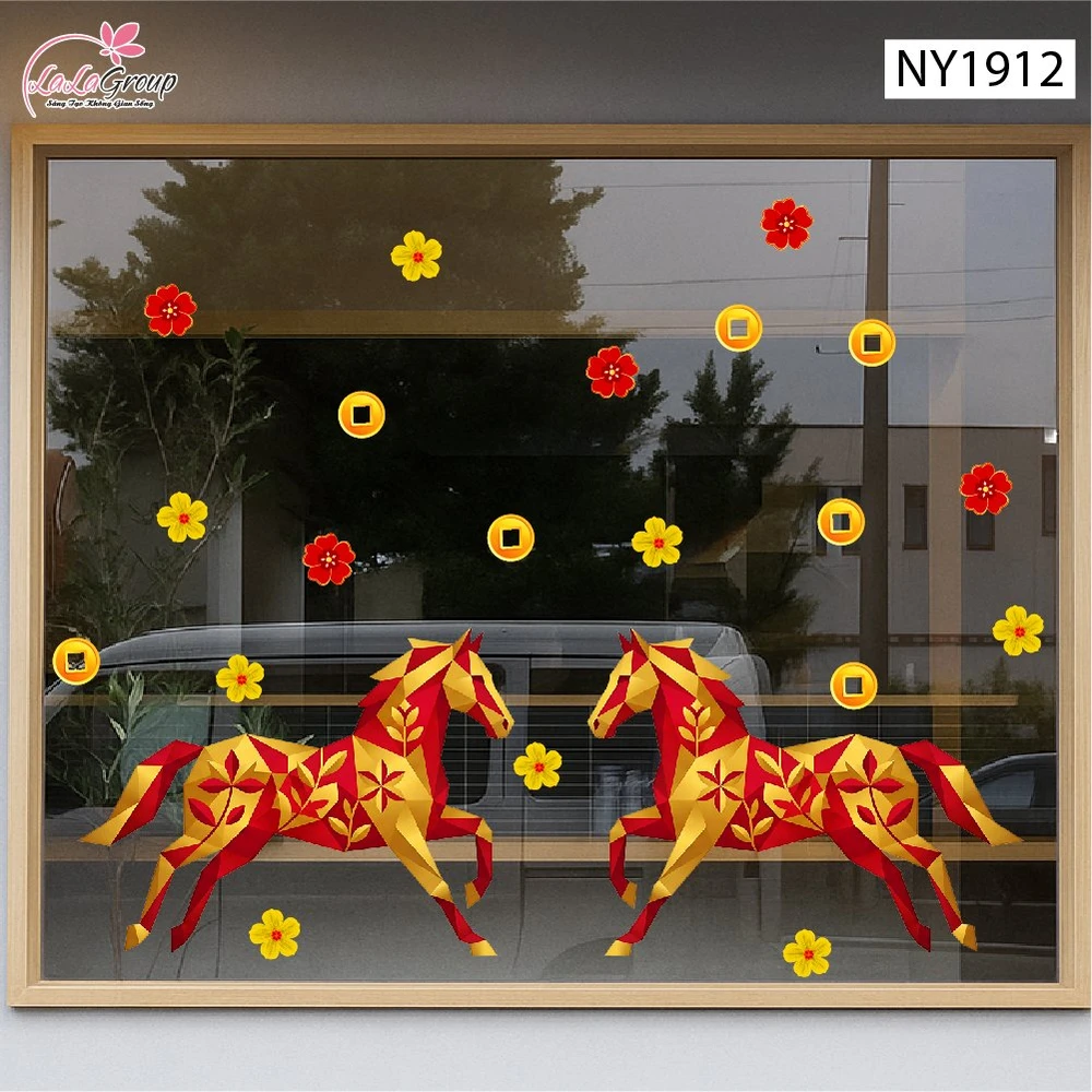 Decal Trang Trí Tết Song Mã Cát Tường
