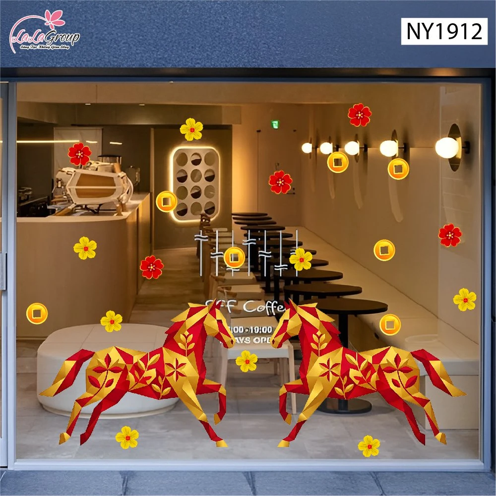 Decal Trang Trí Tết Song Mã Cát Tường