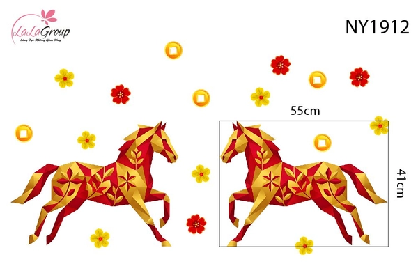 Decal Trang Trí Tết Song Mã Cát Tường