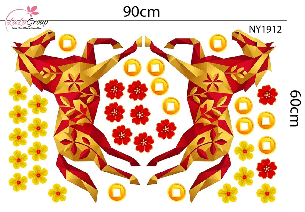 Decal Trang Trí Tết Song Mã Cát Tường