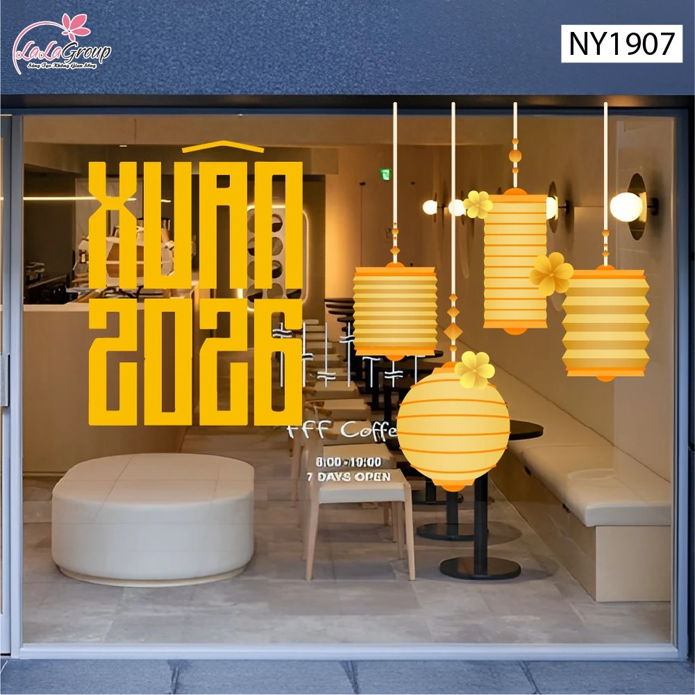 Decal Trang Trí Tết Xuân 2026 Và Lồng Đèn