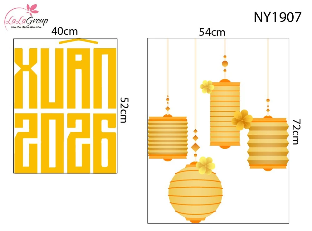 Decal Trang Trí Tết Xuân 2026 Và Lồng Đèn