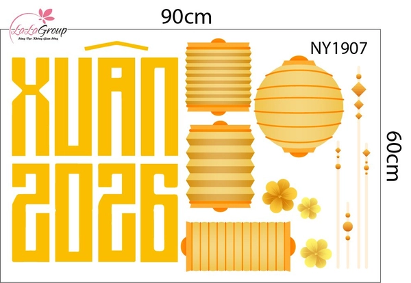 Decal Trang Trí Tết Xuân 2026 Và Lồng Đèn