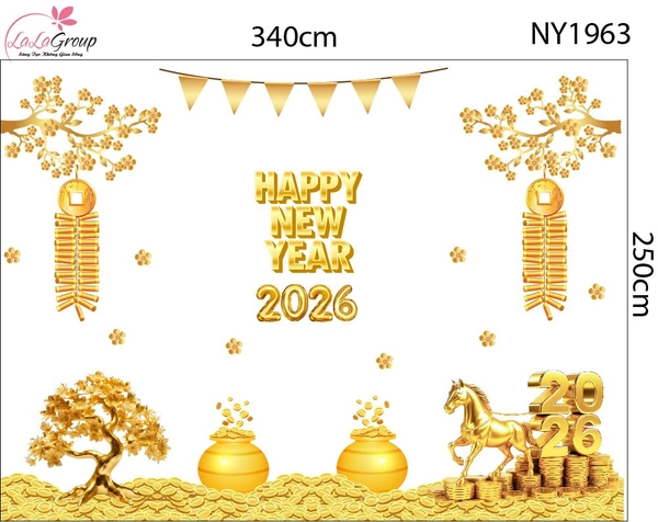 Combo Decal Trang Trí Tết Cây Thần Tài 2026