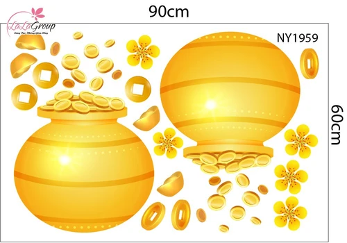 Combo Decal Trang Trí Tết Cây Thần Tài 2026
