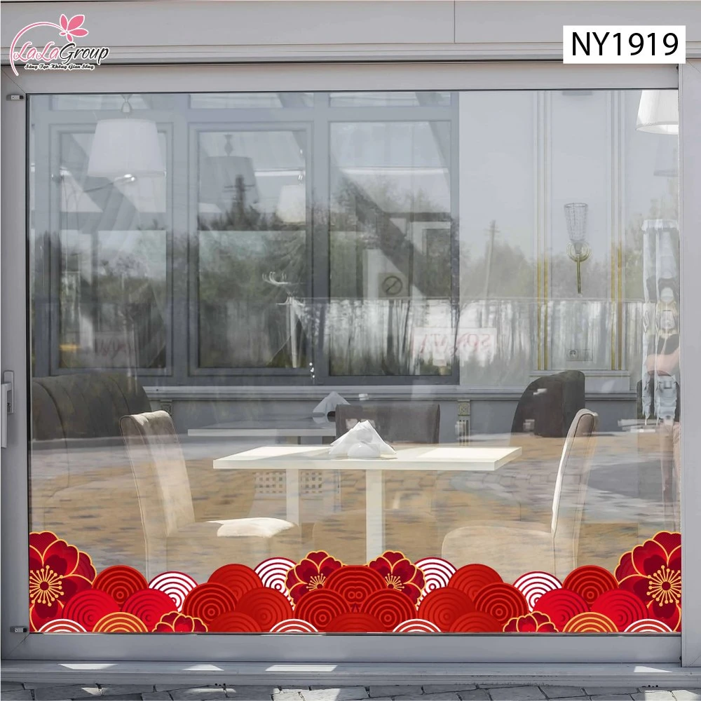 Decal Trang Trí Tết Chân Tường Hoa Đỏ Tài Lộc