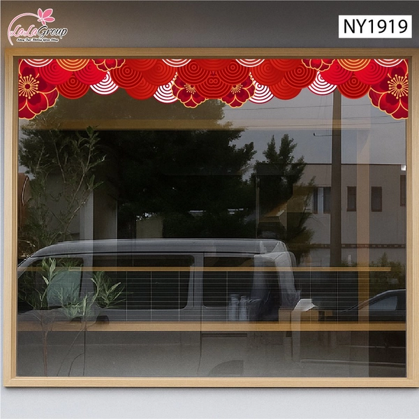 Decal Trang Trí Tết Chân Tường Hoa Đỏ Tài Lộc