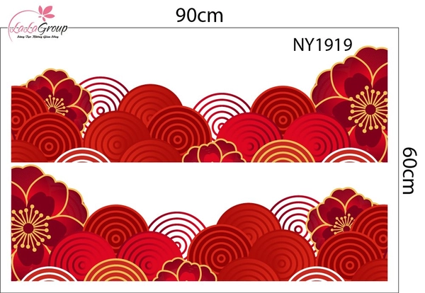 Decal Trang Trí Tết Chân Tường Hoa Đỏ Tài Lộc