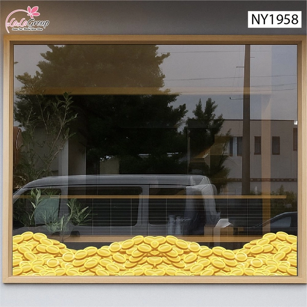 Decal Trang Trí Tết Chân Tường Tiền Vàng Đón Xuân