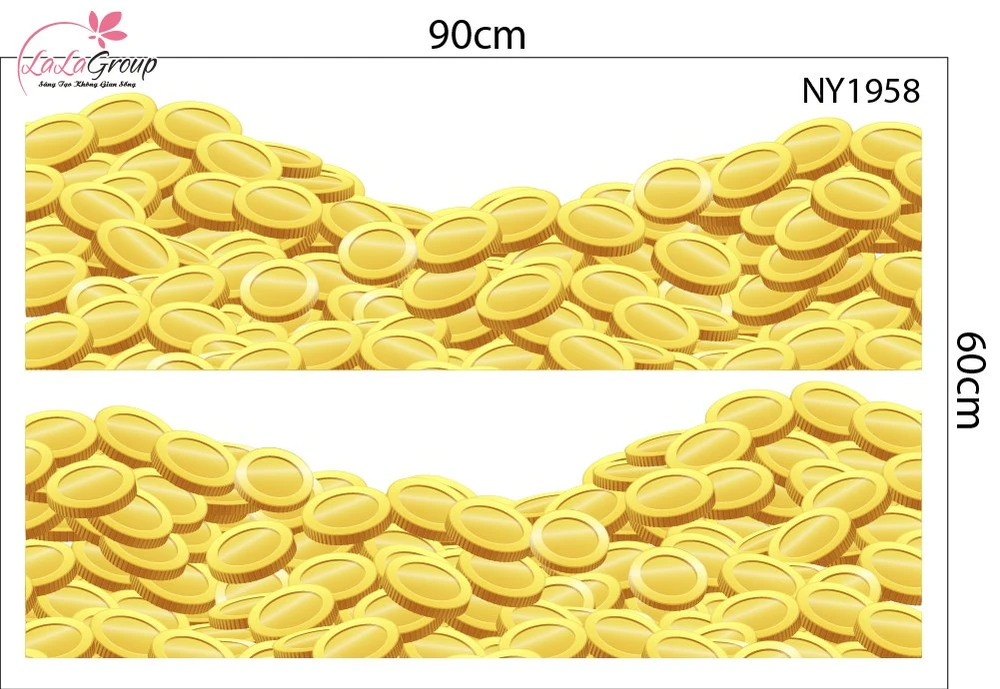 Decal Trang Trí Tết Chân Tường Tiền Vàng Đón Xuân