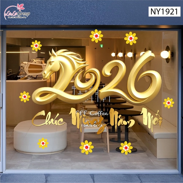 Decal Trang Trí Tết Chúc Mừng Năm Mới 2026 Cát Tường