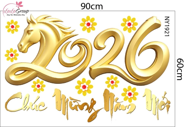 Decal Trang Trí Tết Chúc Mừng Năm Mới 2026 Cát Tường