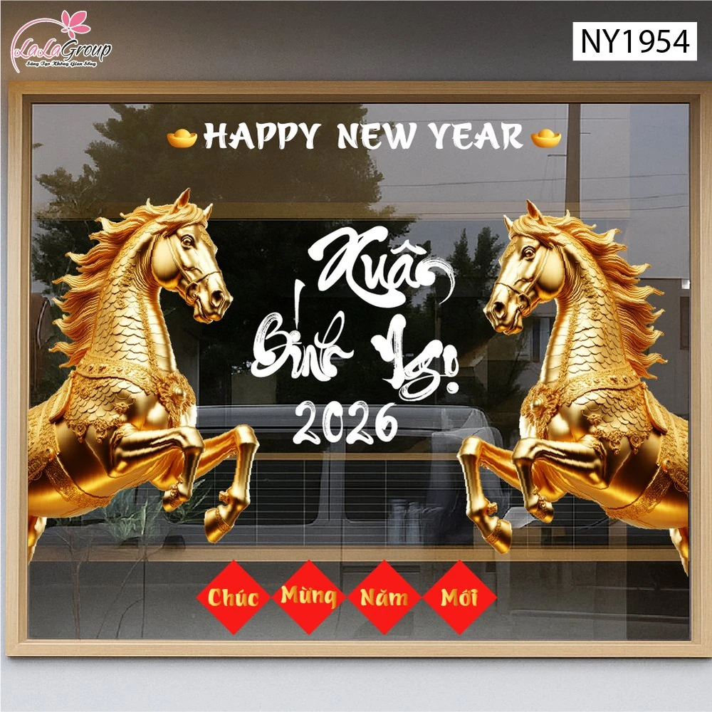 Decal Trang Trí Tết Chúc Mừng Năm Mới Xuân Bính Ngọ
