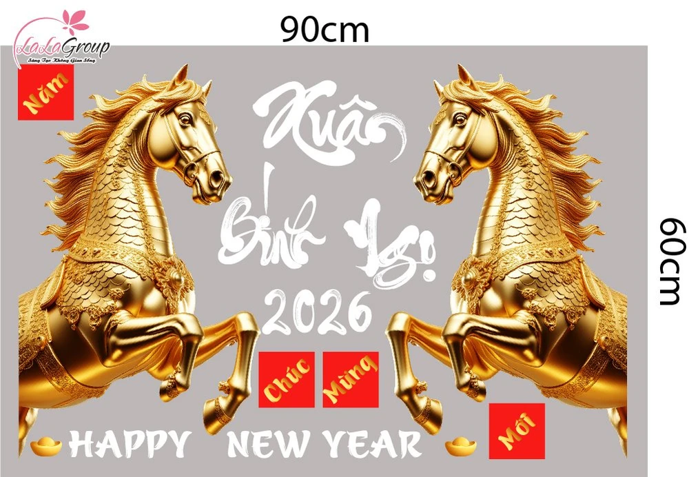 Decal Trang Trí Tết Chúc Mừng Năm Mới Xuân Bính Ngọ