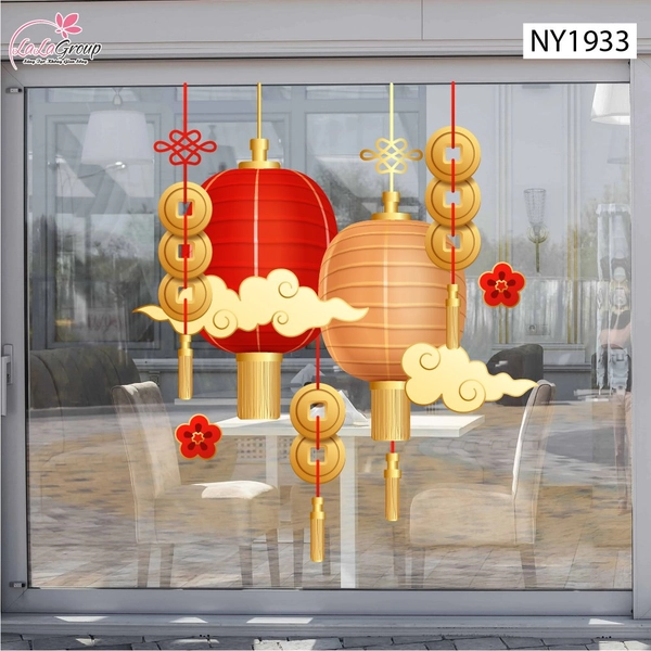 Decal Trang Trí Tết Lồng Đèn Cát Tường