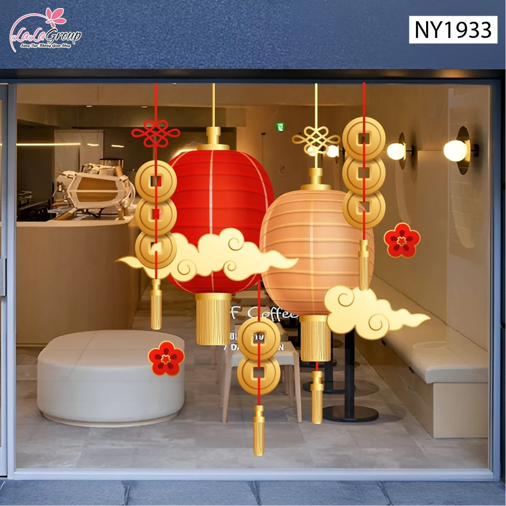 Decal Trang Trí Tết Lồng Đèn Cát Tường
