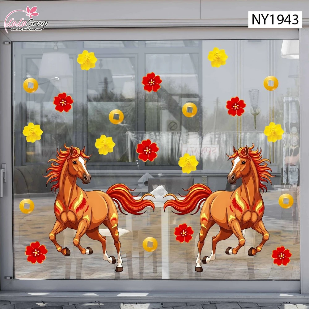 Decal Trang Trí Tết Song Mã Đón Xuân