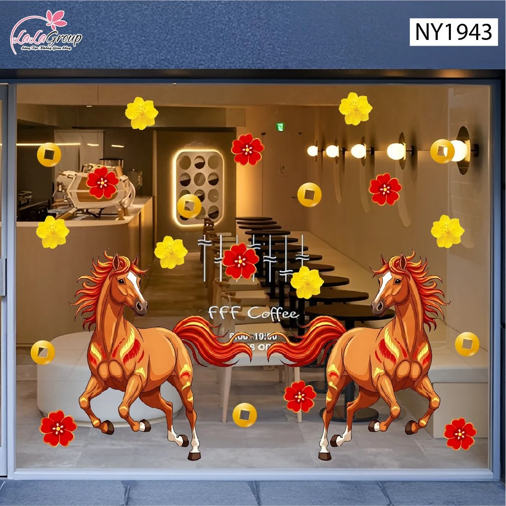 Decal Trang Trí Tết Song Mã Đón Xuân