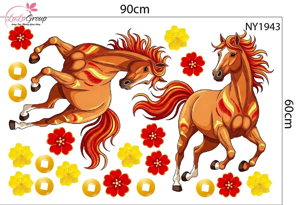 Decal Trang Trí Tết Song Mã Đón Xuân