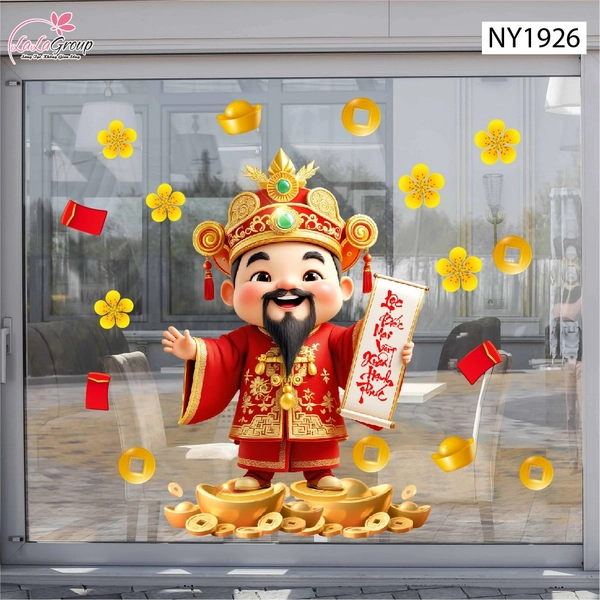 Decal Trang Trí Tết Thần Tài Chúc Xuân Hạnh Phúc