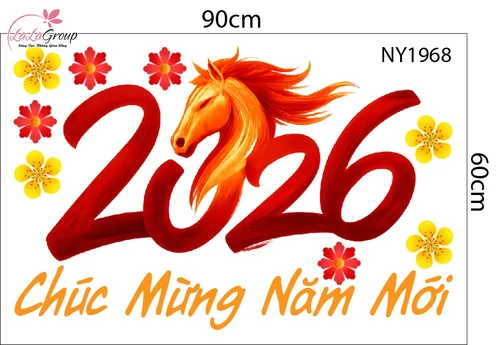 Combo Decal Trang Trí Tết Thần Tài Chúc Mừng Năm Mới Hạnh Phúc