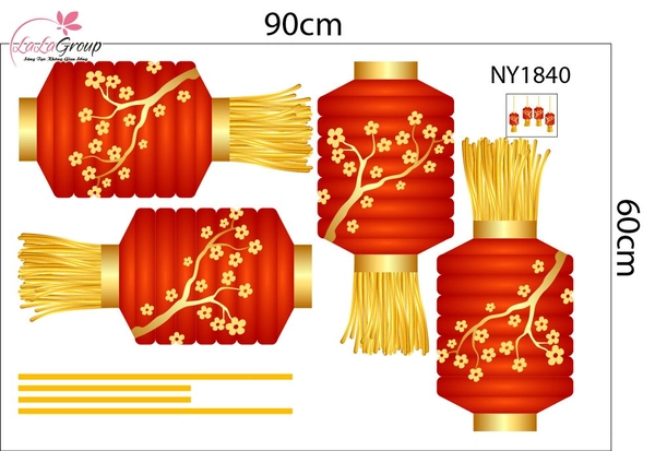 Combo Decal Trang Trí Tết Thần Tài Chúc Mừng Năm Mới Hạnh Phúc