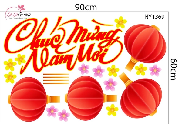 Combo Decal Trang Trí Tết Thần Tài Chúc Mừng Năm Mới Tấn Tài Tấn Lộc